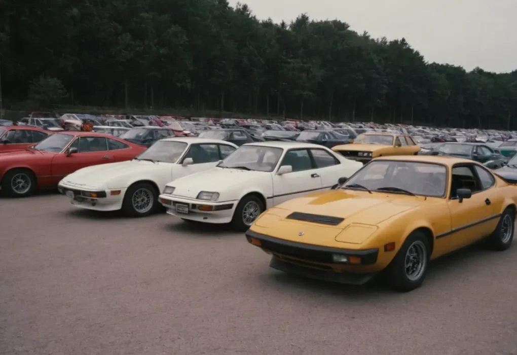 Modified cars from JDM and Euro automotive subcultures at a meet