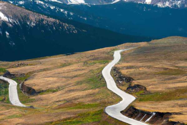 Scenic mountain highway winding through the United States